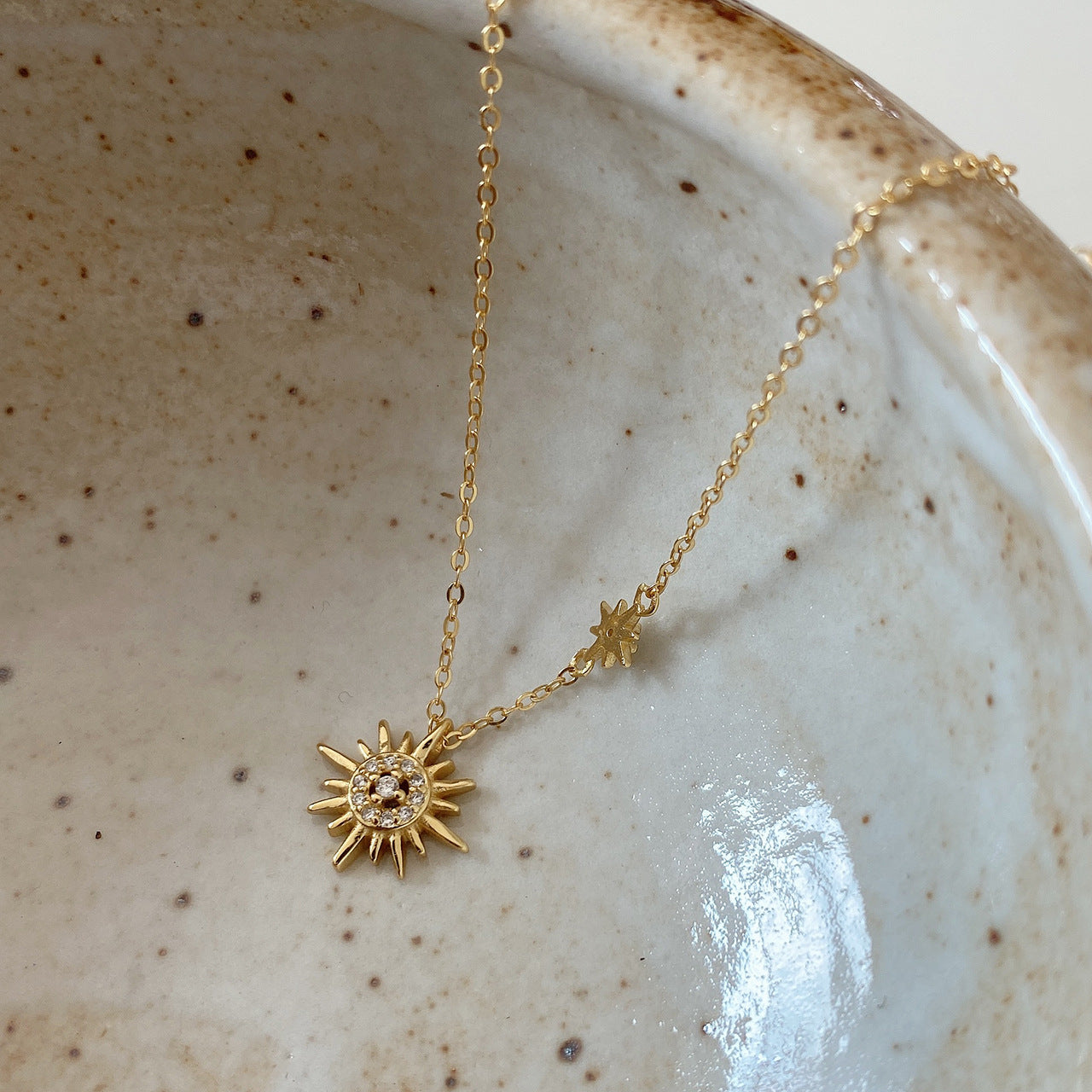Minimalist 925 Sterling Silver Star Geometric Necklace with Cubic Zirconia Box Chain