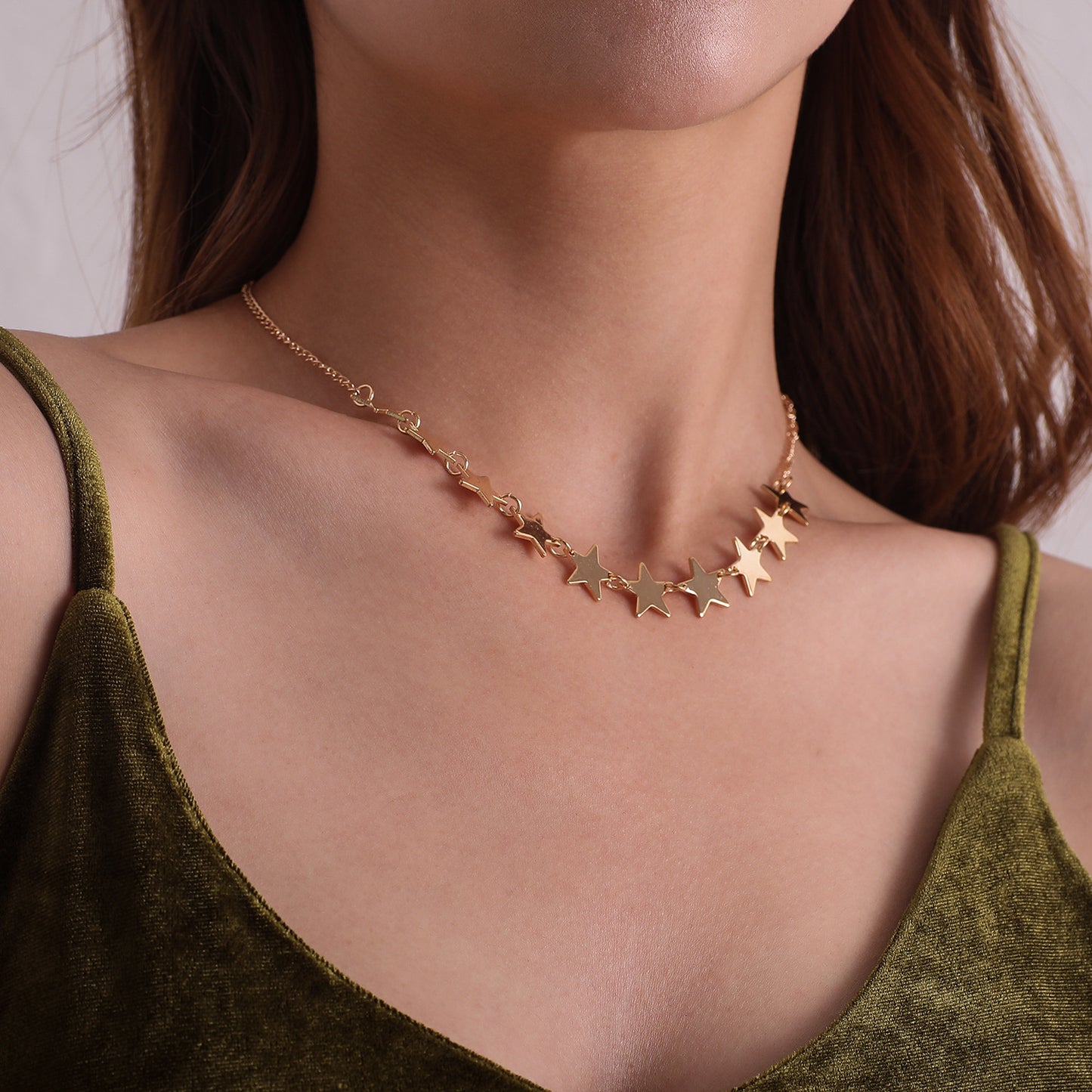 Women's Alloy Star Pendant Necklace, Box Chain Style, Fashion Minimalist Jewelry, Vintage Design