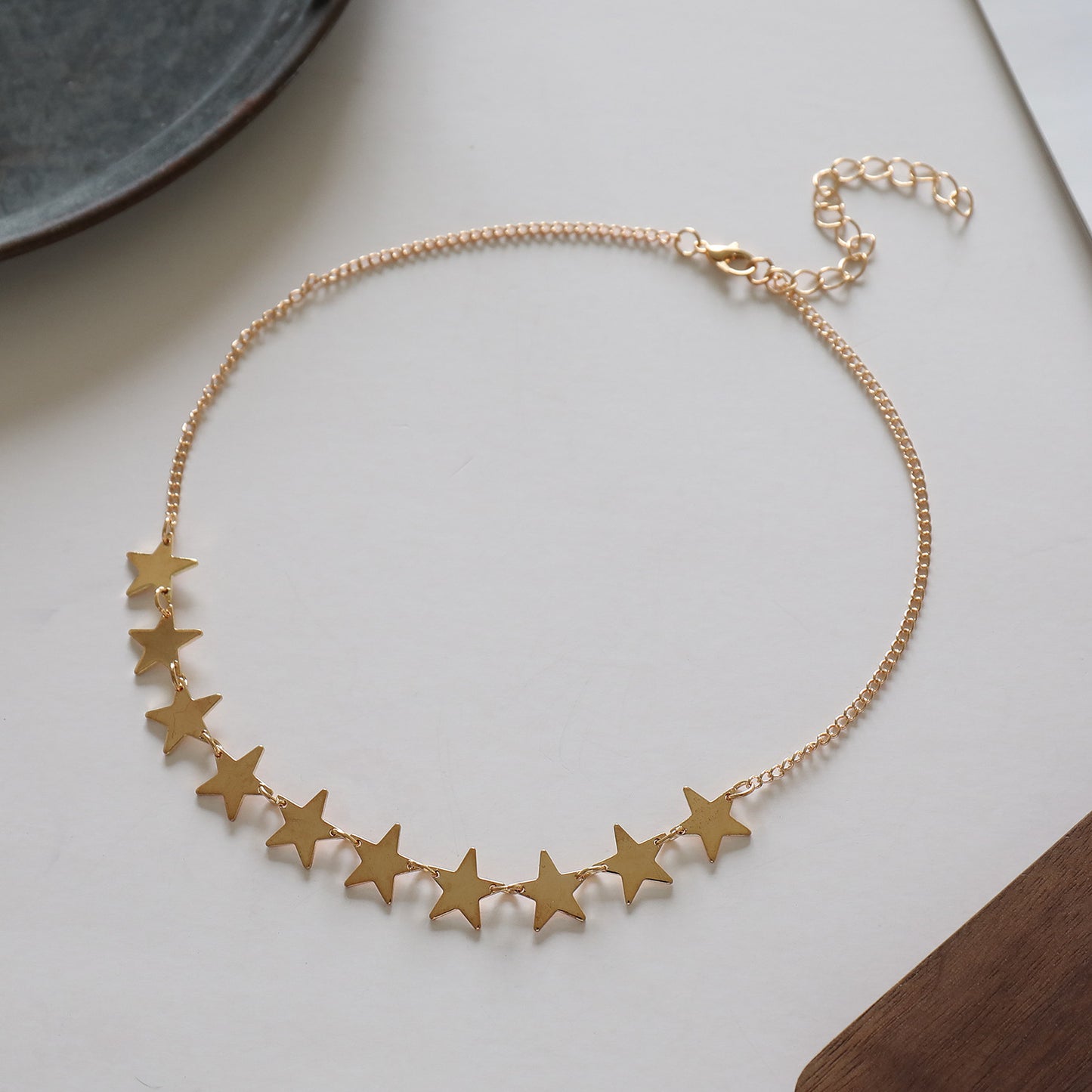 Women's Alloy Star Pendant Necklace, Box Chain Style, Fashion Minimalist Jewelry, Vintage Design
