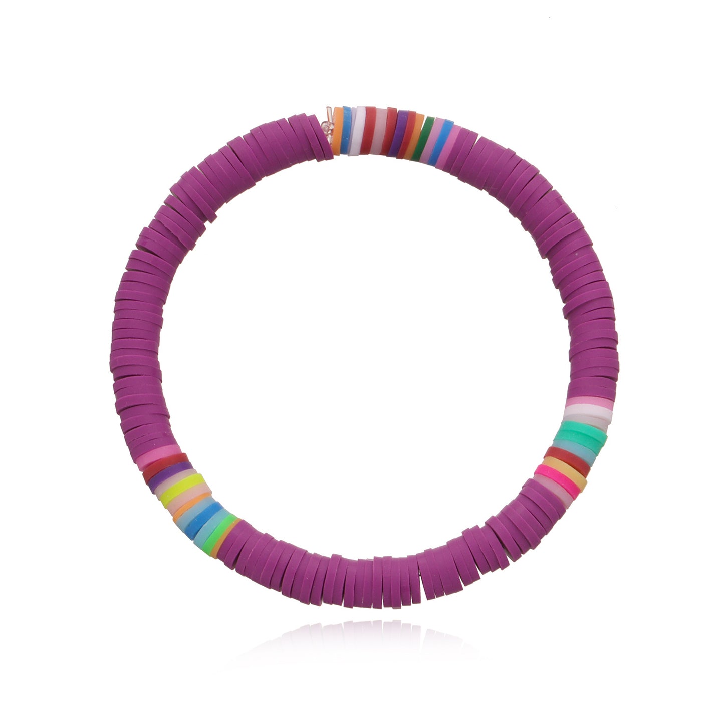 Colorful Clay 6mm Beach Bracelet for Women Bohemian Style Elastic Rope Beaded Jewelry Travel Souvenir Gift