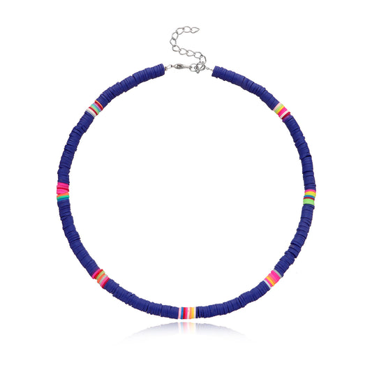 Collana Girocollo da Donna in Argilla Geometrica, Gioielli di Moda con Dischi Rotondi da 6 mm, Catena in Filo di Pesca, Stile Bohemien