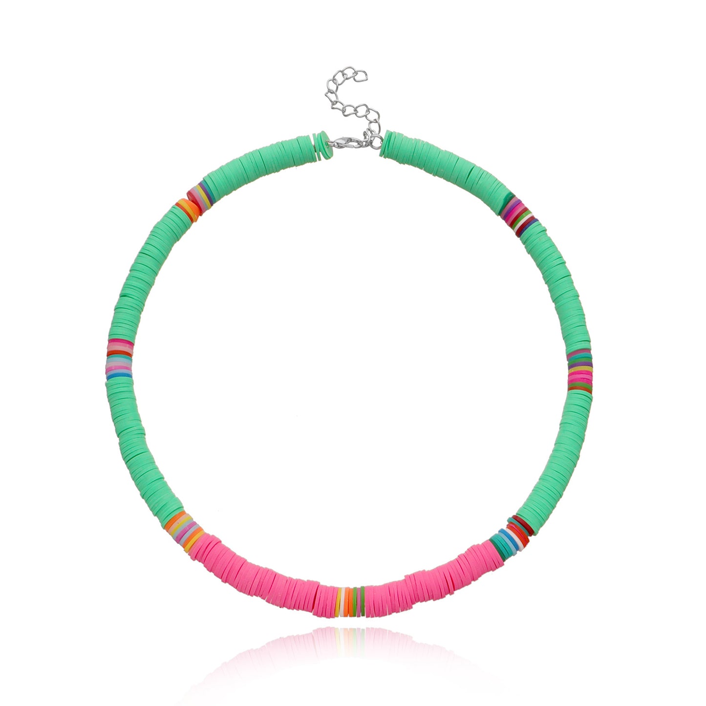 Collana Girocollo da Donna in Argilla Geometrica, Gioielli di Moda con Dischi Rotondi da 6 mm, Catena in Filo di Pesca, Stile Bohemien