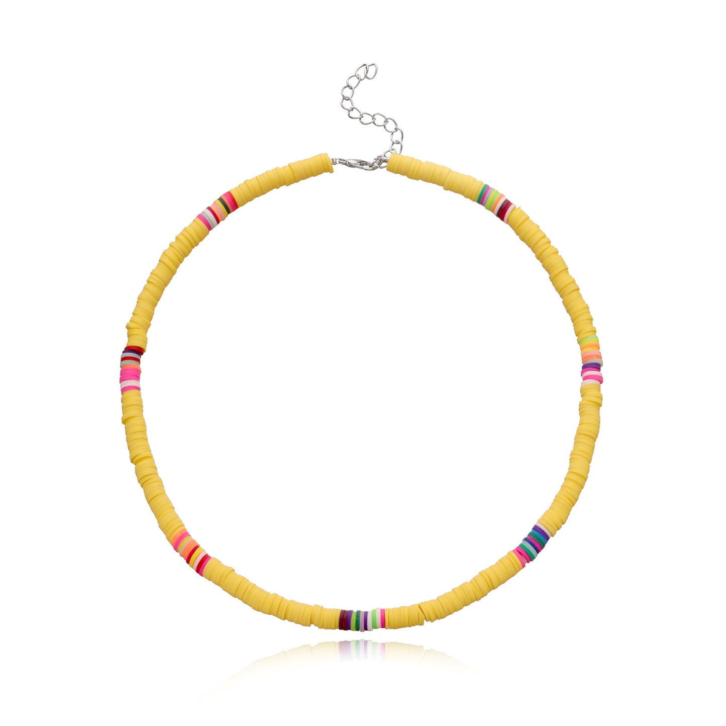 Collana Girocollo da Donna in Argilla Geometrica, Gioielli di Moda con Dischi Rotondi da 6 mm, Catena in Filo di Pesca, Stile Bohemien