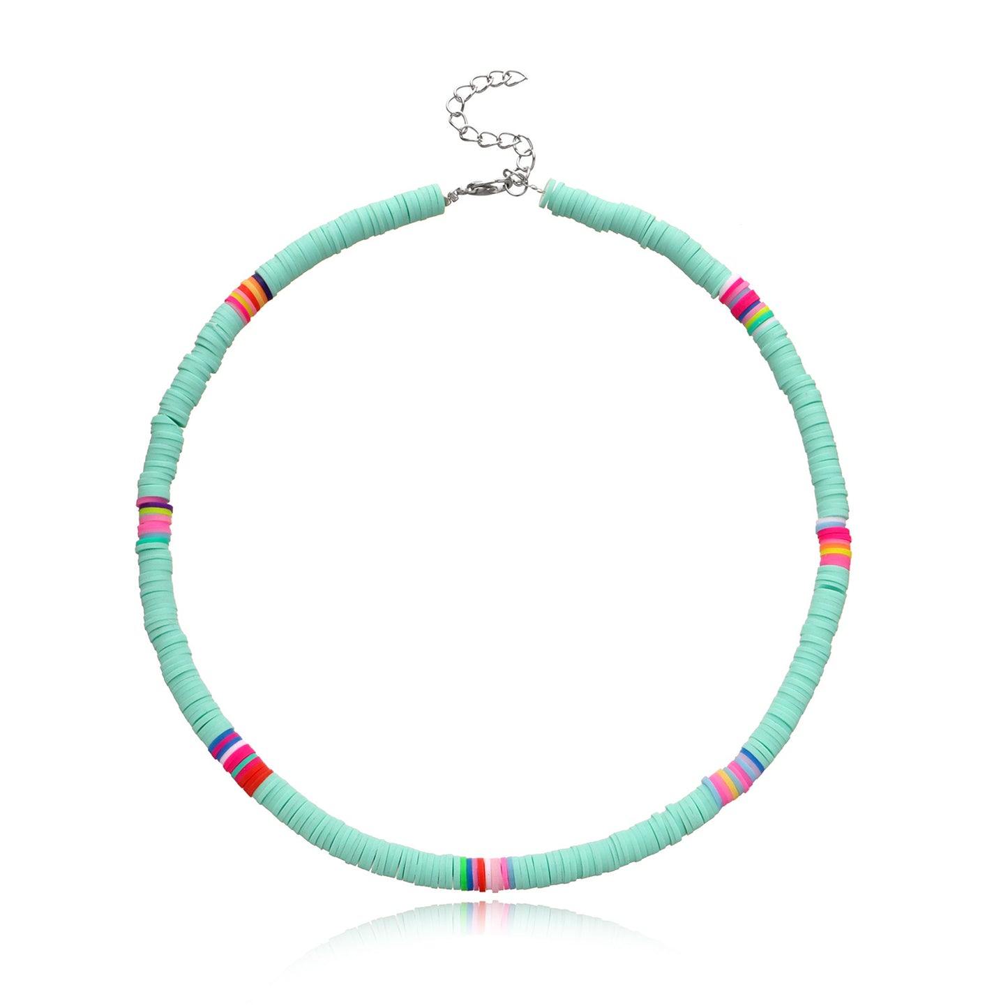 Collana Girocollo da Donna in Argilla Geometrica, Gioielli di Moda con Dischi Rotondi da 6 mm, Catena in Filo di Pesca, Stile Bohemien