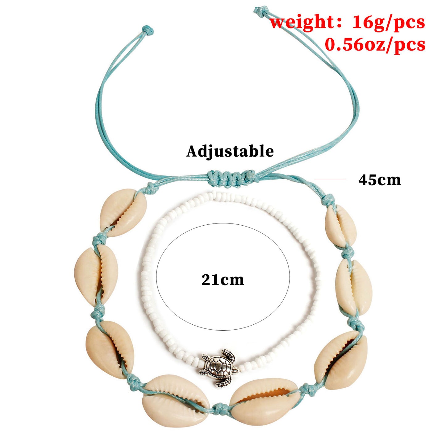 Vintage Turtle Shell Bead Anklet Set for Women, Alloy Anklet with 2-Piece Fashion Beach Jewelry, Bohemian Style, Gift for Travel Memory, Wedding Celebration, Employee Gift