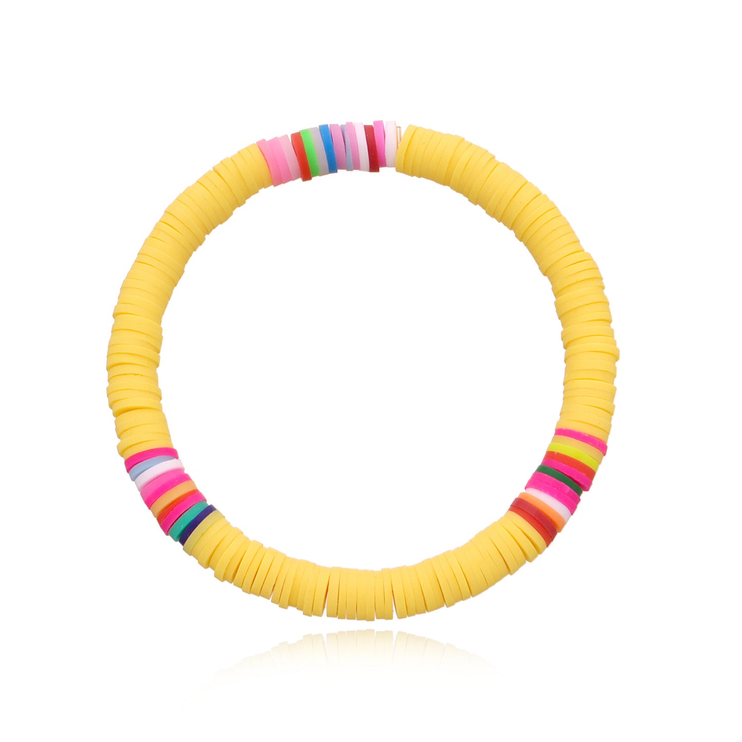 Colorful Clay 6mm Beach Bracelet for Women Bohemian Style Elastic Rope Beaded Jewelry Travel Souvenir Gift