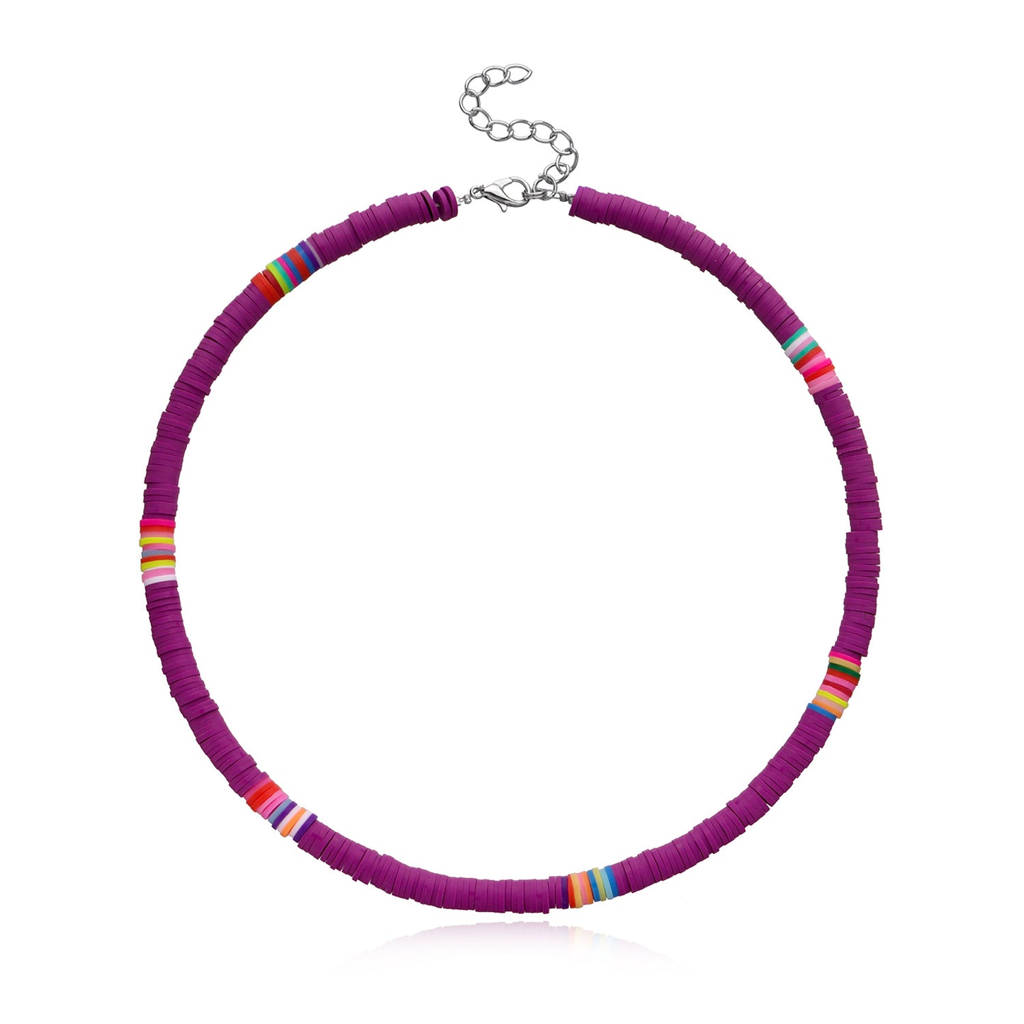 Collana Girocollo da Donna in Argilla Geometrica, Gioielli di Moda con Dischi Rotondi da 6 mm, Catena in Filo di Pesca, Stile Bohemien