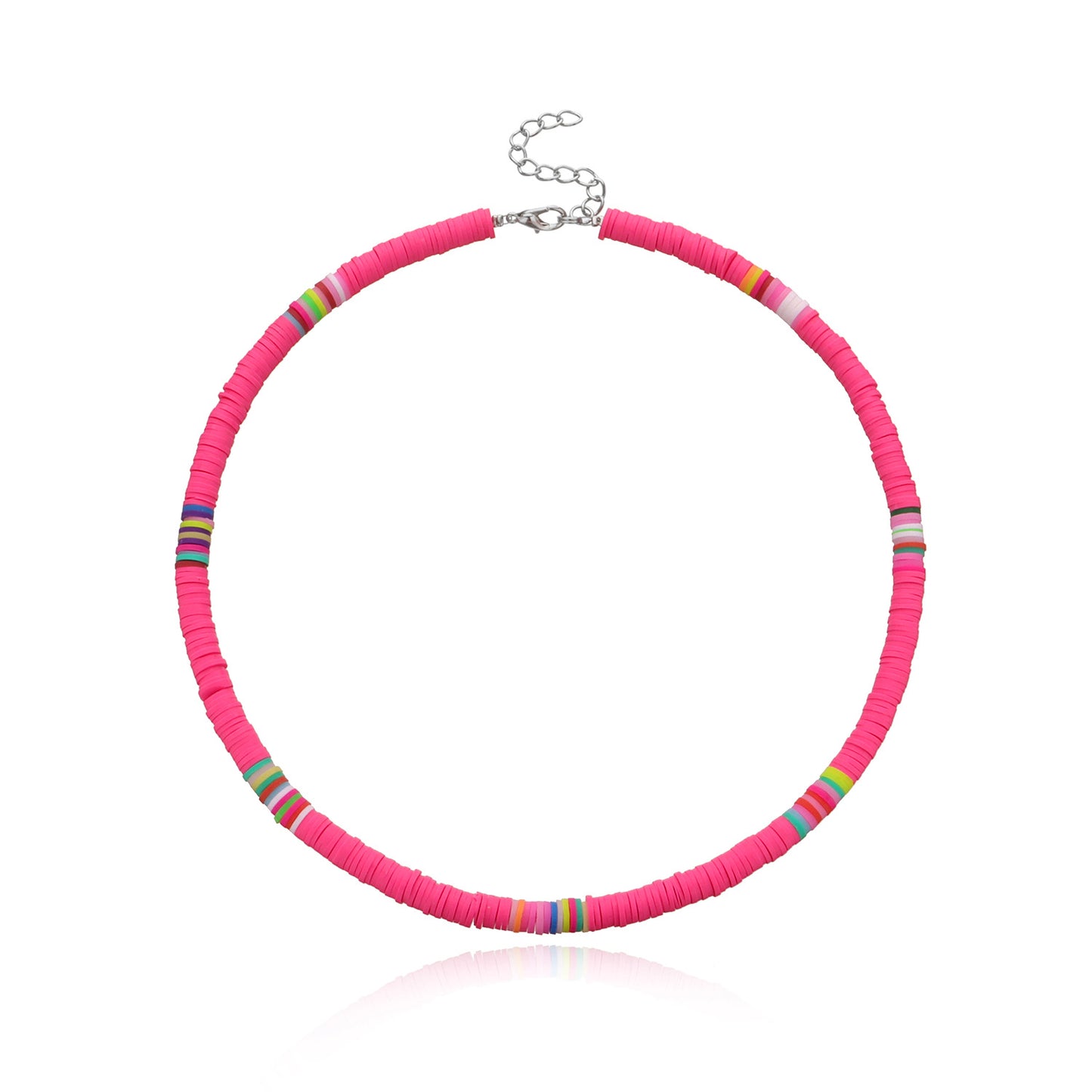 Collana Girocollo da Donna in Argilla Geometrica, Gioielli di Moda con Dischi Rotondi da 6 mm, Catena in Filo di Pesca, Stile Bohemien