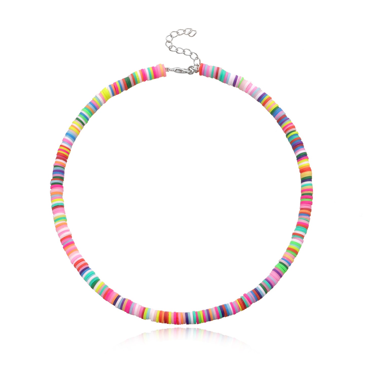 Collana Girocollo da Donna in Argilla Geometrica, Gioielli di Moda con Dischi Rotondi da 6 mm, Catena in Filo di Pesca, Stile Bohemien