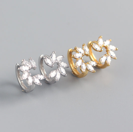 Pendientes de lujo de plata de ley 925 con incrustaciones florales marquesa de circonita cúbica para mujer