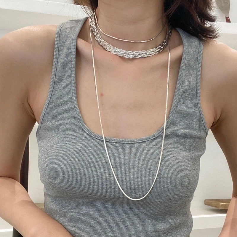 Collana a catena a serpente in acciaio al titanio con forme geometriche, di tendenza, per donna