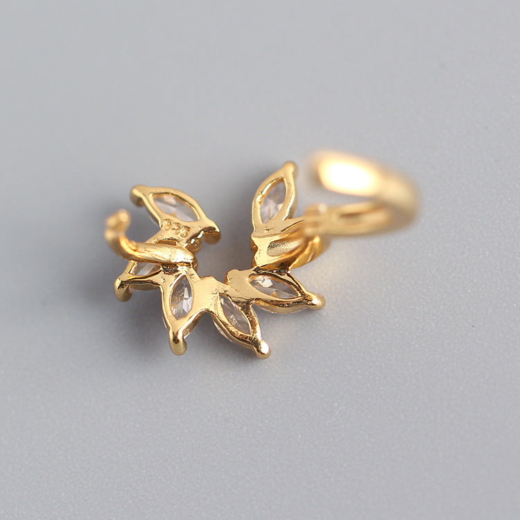 Luxury 925 Sterling Silver Floral Marquise Cubic Zirconia Inlay Earrings for Women