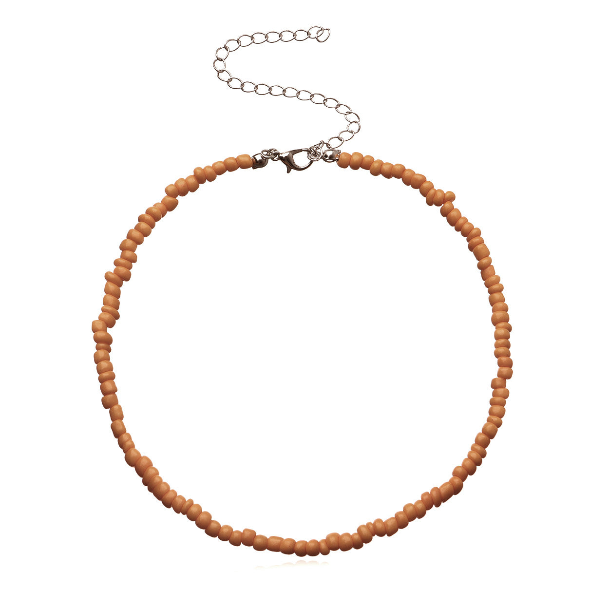 Bohemian Geometric Round Seed Beads Necklace Solid Color Short Choker for Women