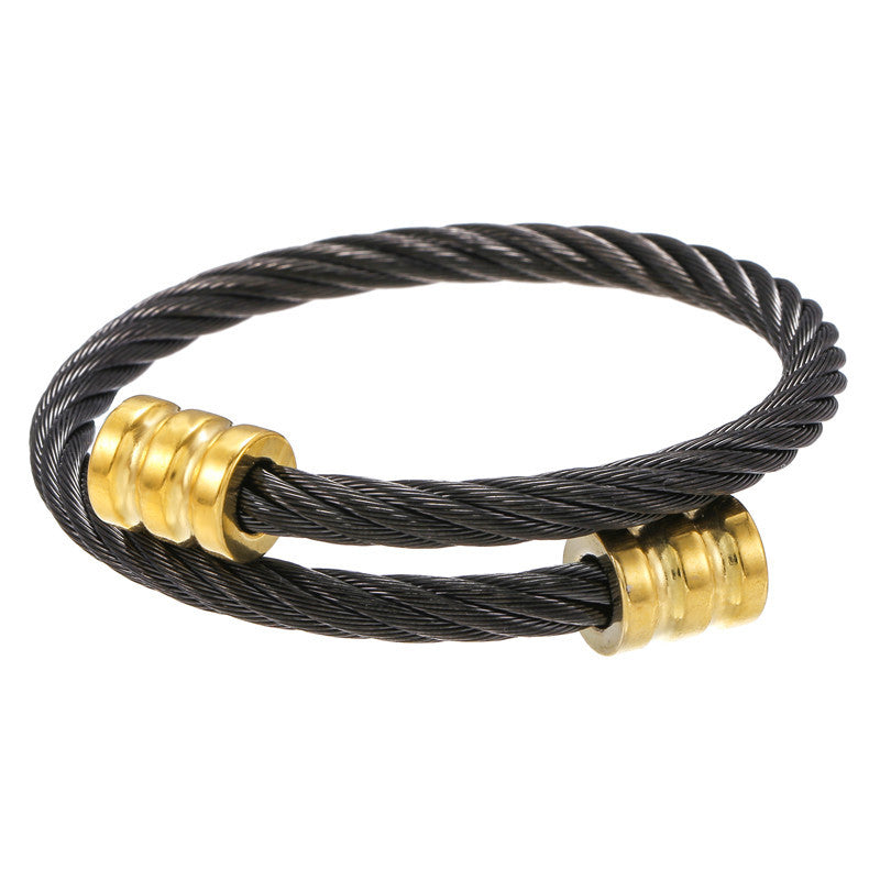 Vintage Geometric Square Plated Stainless Steel Bracelet for Men and Women