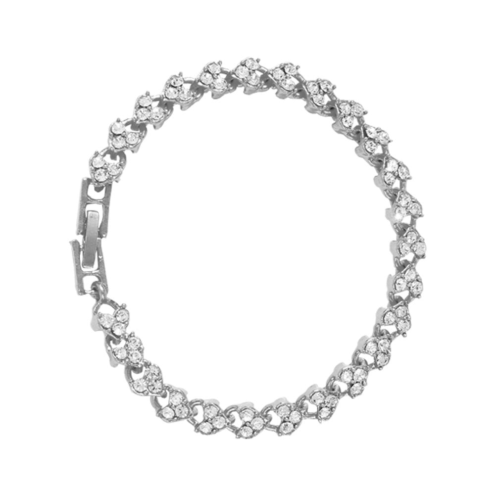 Bracciale geometrico in lega, dolce e spigoloso, con dettagli a cuore in strass per donna, gioiello da mano di lusso minimalista elettroplaccato