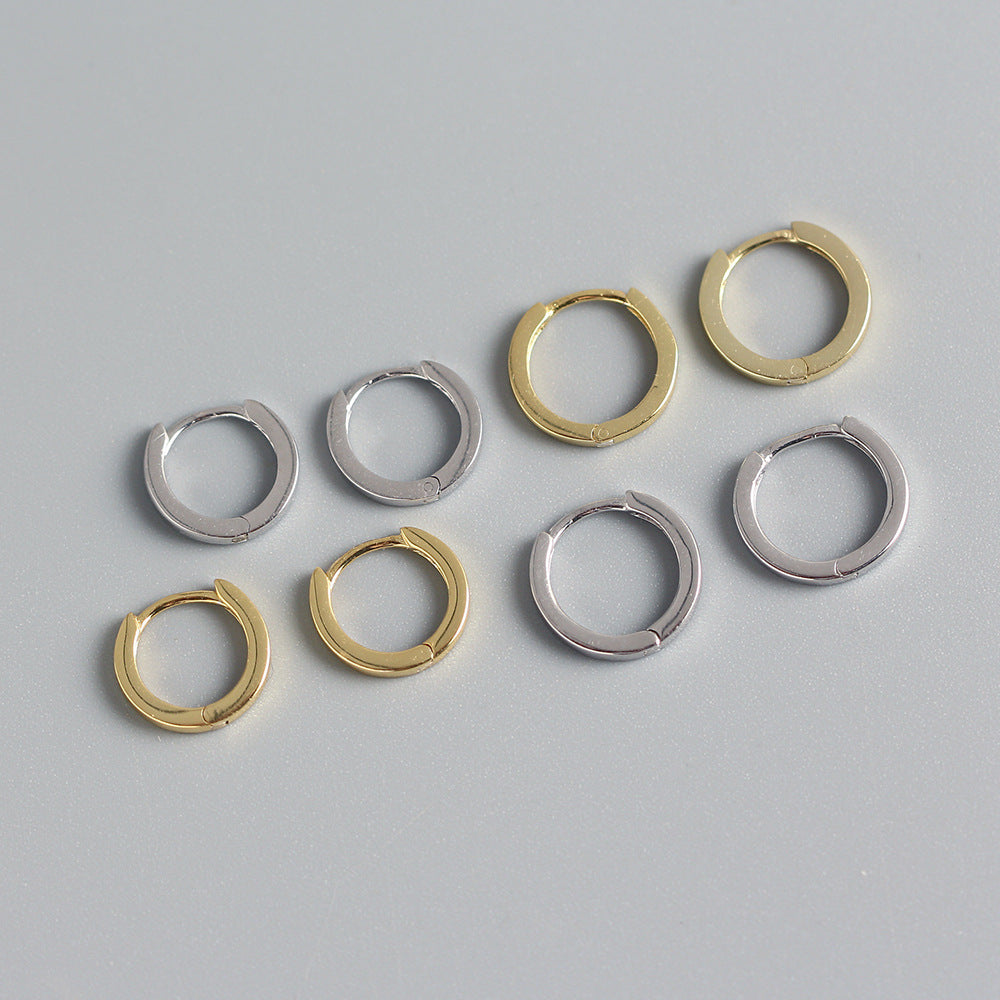 Minimalist Sterling Silver Geometric Ear Clip Earrings for Unisex - S925 Silver Plated, Trendy Fashion Accessory