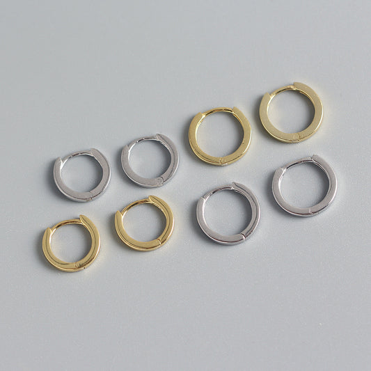 Pendientes Minimalistas de Plata de Ley Geométrica de Clip para Unisex - Bañados en Plata S925, Accesorio de Moda Tendencia