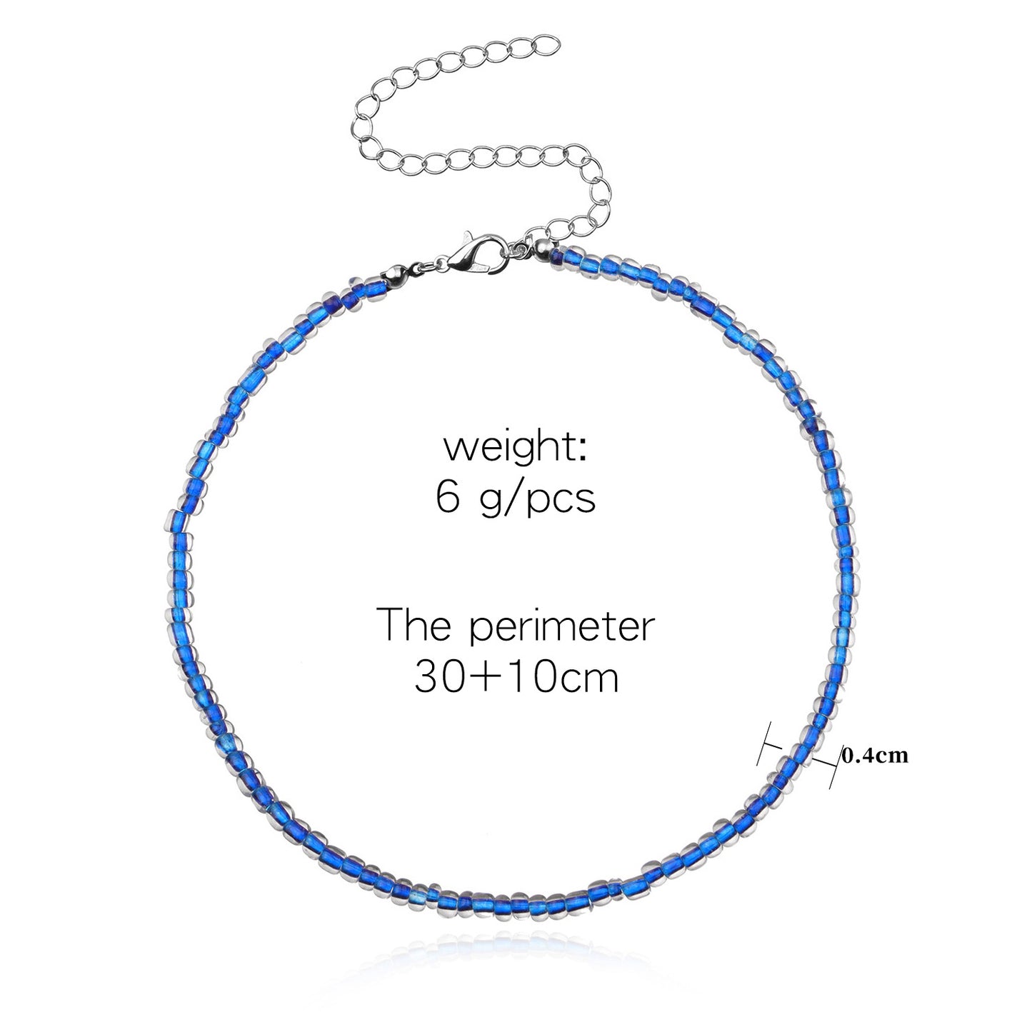 Bohemian Short Choker Necklace with Adjustable Fish Line Chain and Geometric Seed Beads
