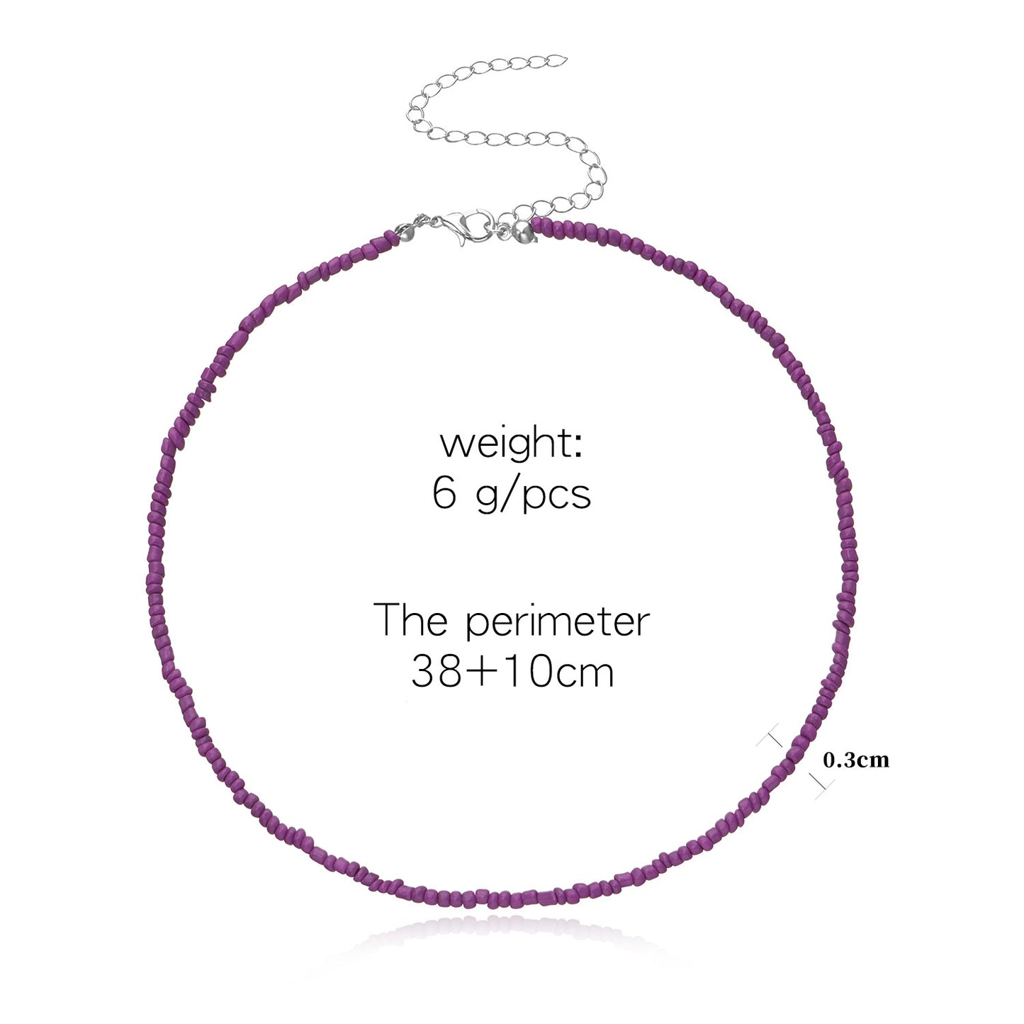 Bohemian Geometric Round Seed Beads Necklace Solid Color Short Choker for Women