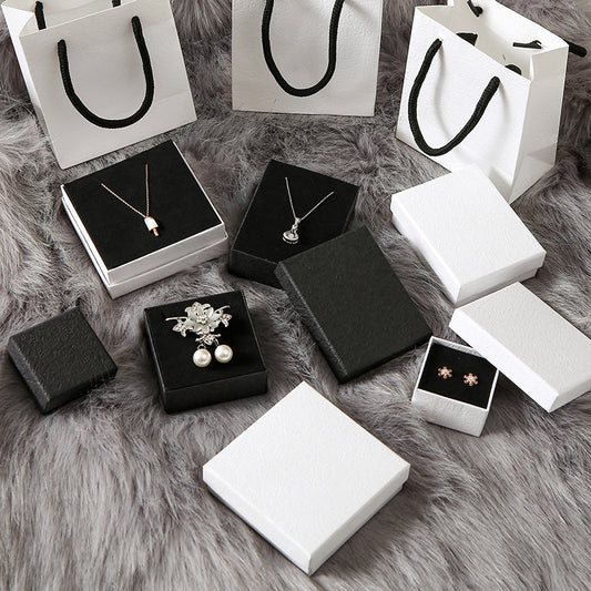 Solid Color Paperboard Jewelry Box with Embossing - Minimalist Modern Storage for Earrings, Necklaces, Bracelets, Rings - Compact Gift Packaging