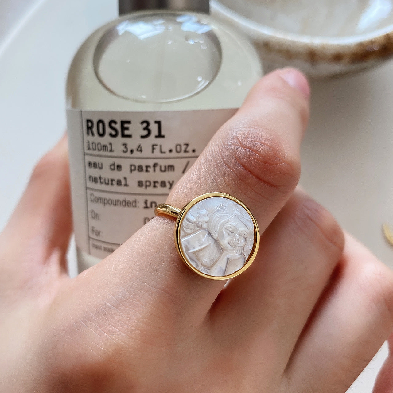 Vintage Minimalist 925 Sterling Silver Heart Checkered Inlay Adjustable Ring for Women