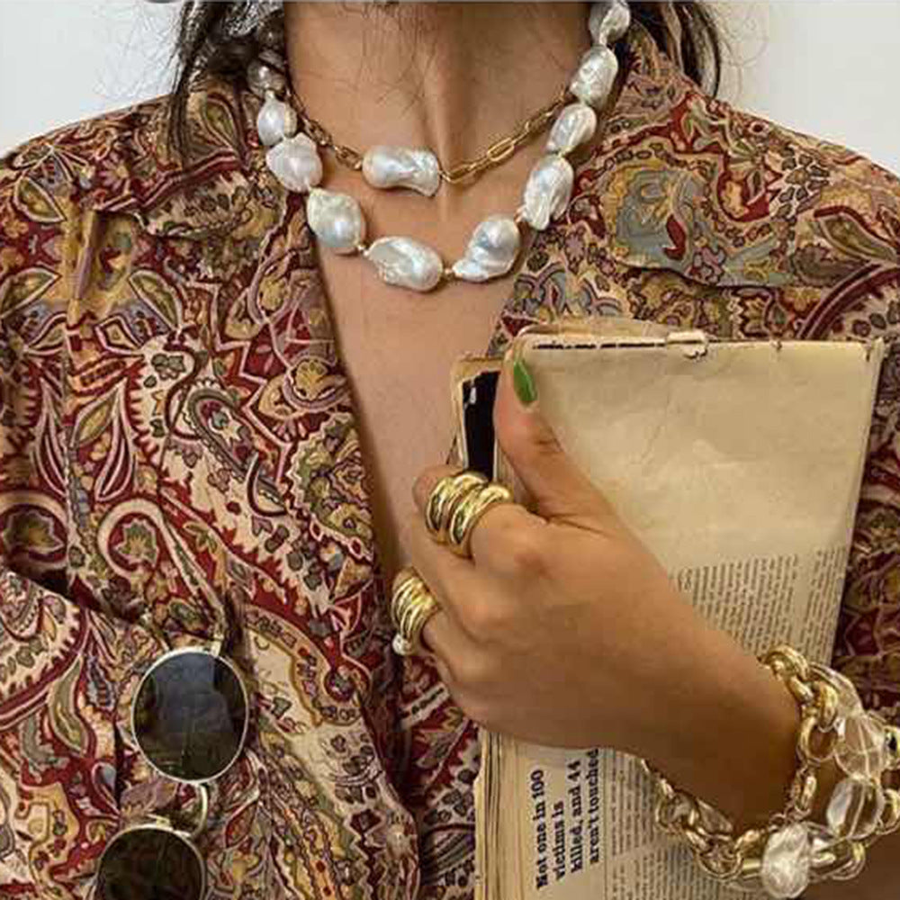 Conjunto de collar bohemio de aleación estilo europeo con diamantes de imitación y cadena de serpiente - Diseño irregular de moda para mujer