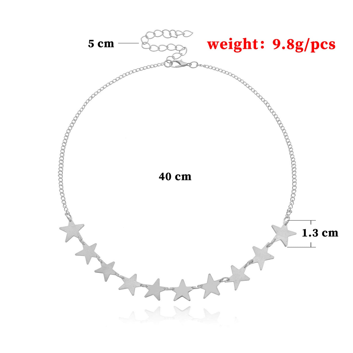 Women's Alloy Star Pendant Necklace, Box Chain Style, Fashion Minimalist Jewelry, Vintage Design