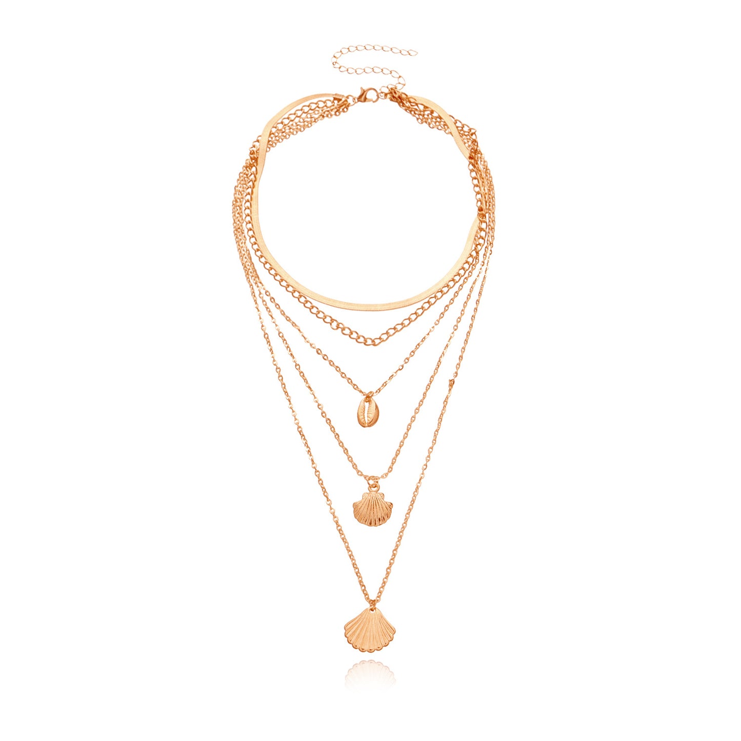 Women's Irregular Size Shell Snake Chain Necklace Fashion Trendy Statement Jewelry