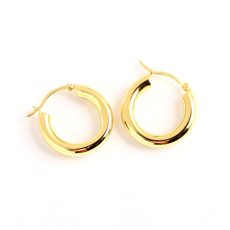 Sweet Cool Style S925 Sterling Silver Geometric Round Hoop Earrings