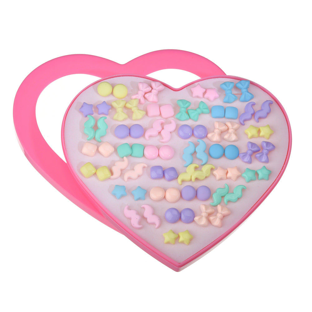 Sweet Cartoon Fruit and Geometric Heart Resin Stud Earrings Set with Stainless Steel Posts for Women