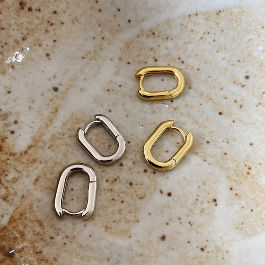 Orecchini a cerchio vintage minimalisti in argento sterling 925, placcati oro, stile dolce, con forma geometrica ovale e rotonda