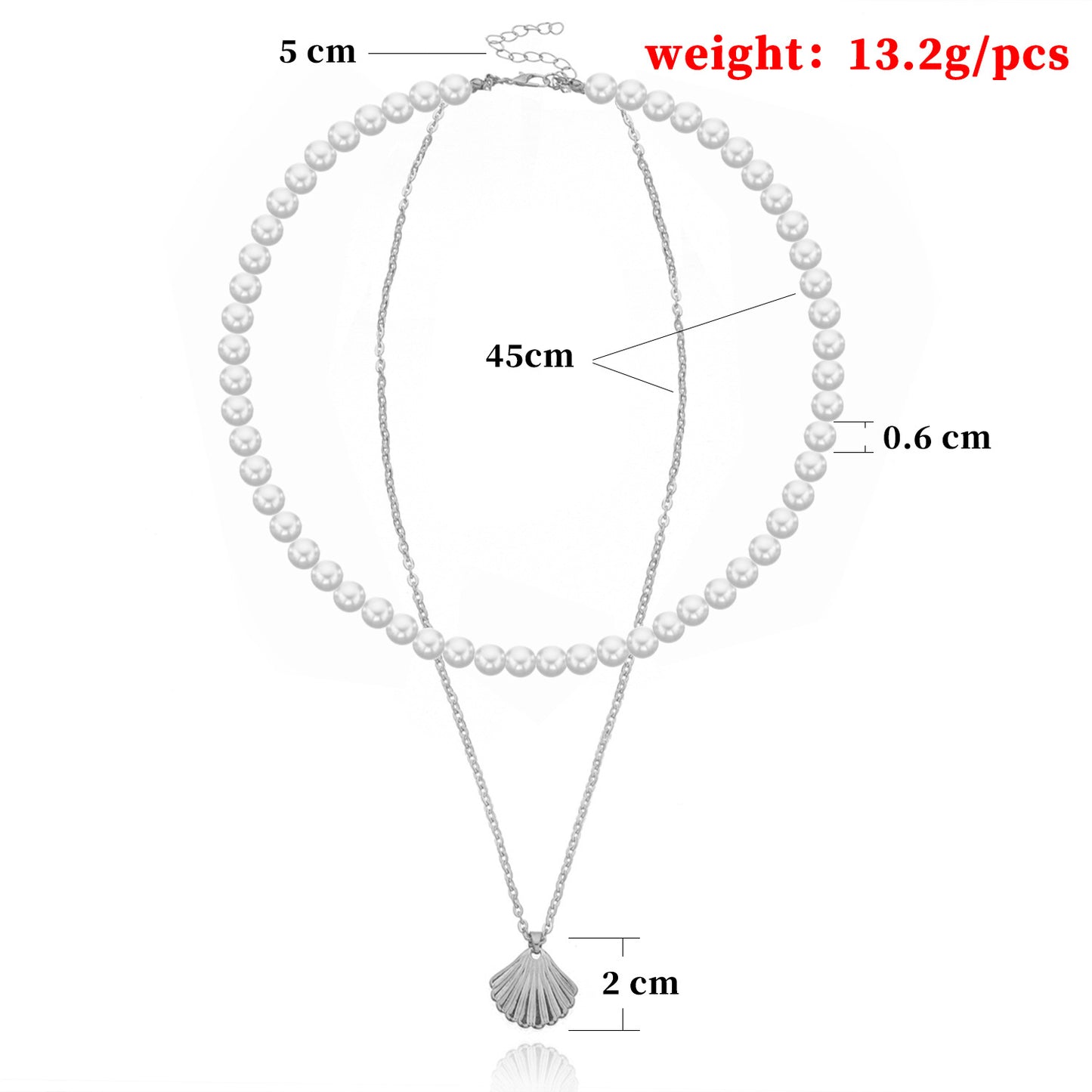 Women's Minimalist European Style Alloy Shell Pendant Necklace, Plated Cross Chain, Double Layer Handmade Jewelry