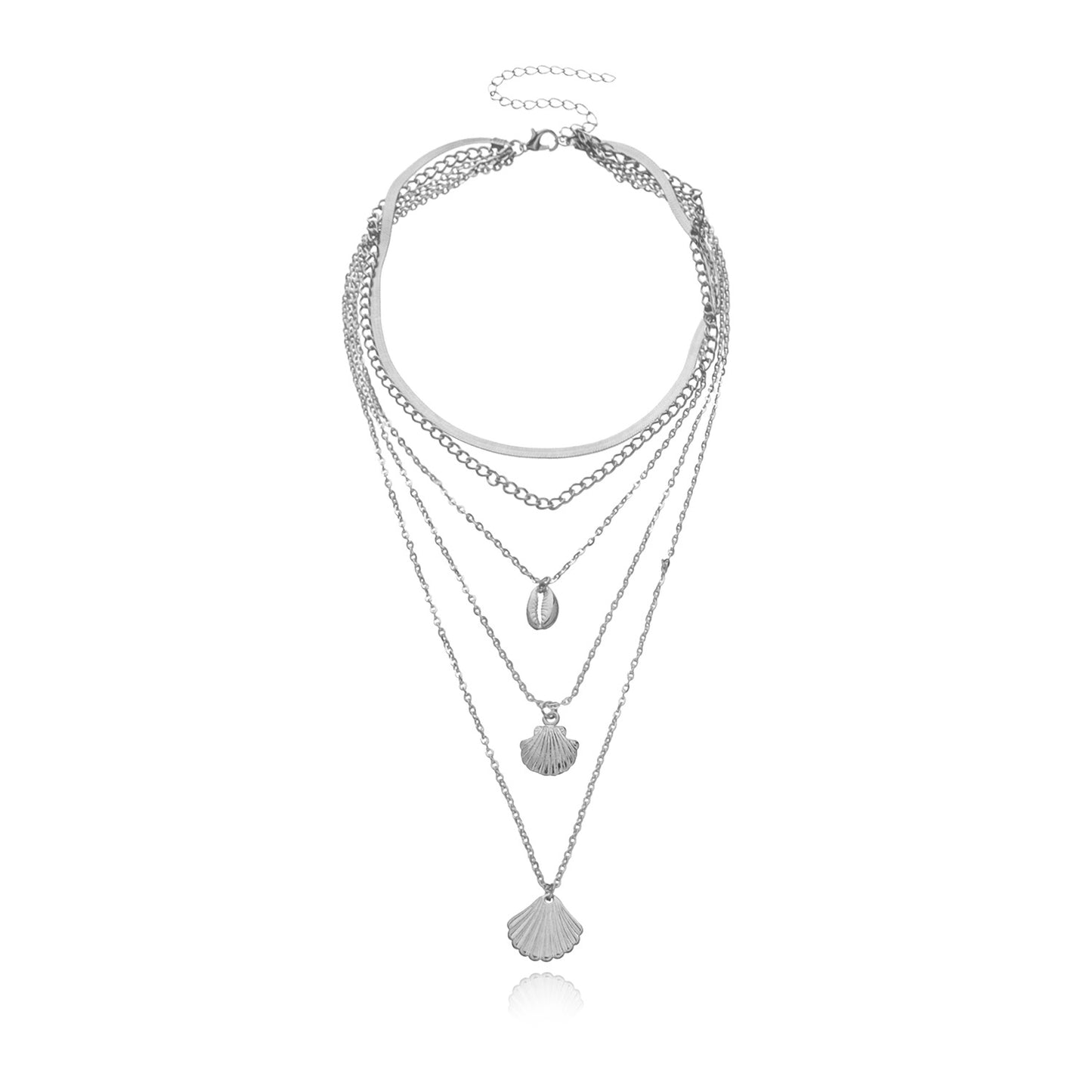 Women's Irregular Size Shell Snake Chain Necklace Fashion Trendy Statement Jewelry