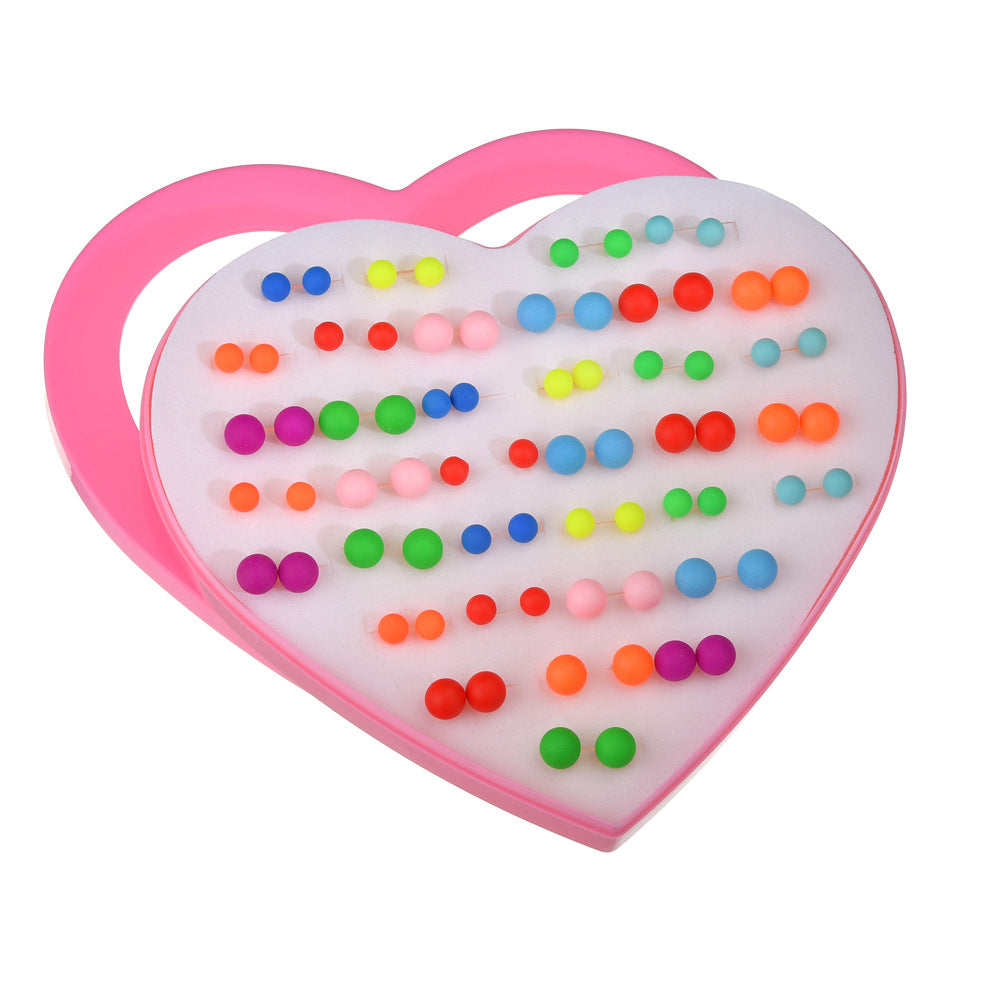 Sweet Cartoon Fruit and Geometric Heart Resin Stud Earrings Set with Stainless Steel Posts for Women