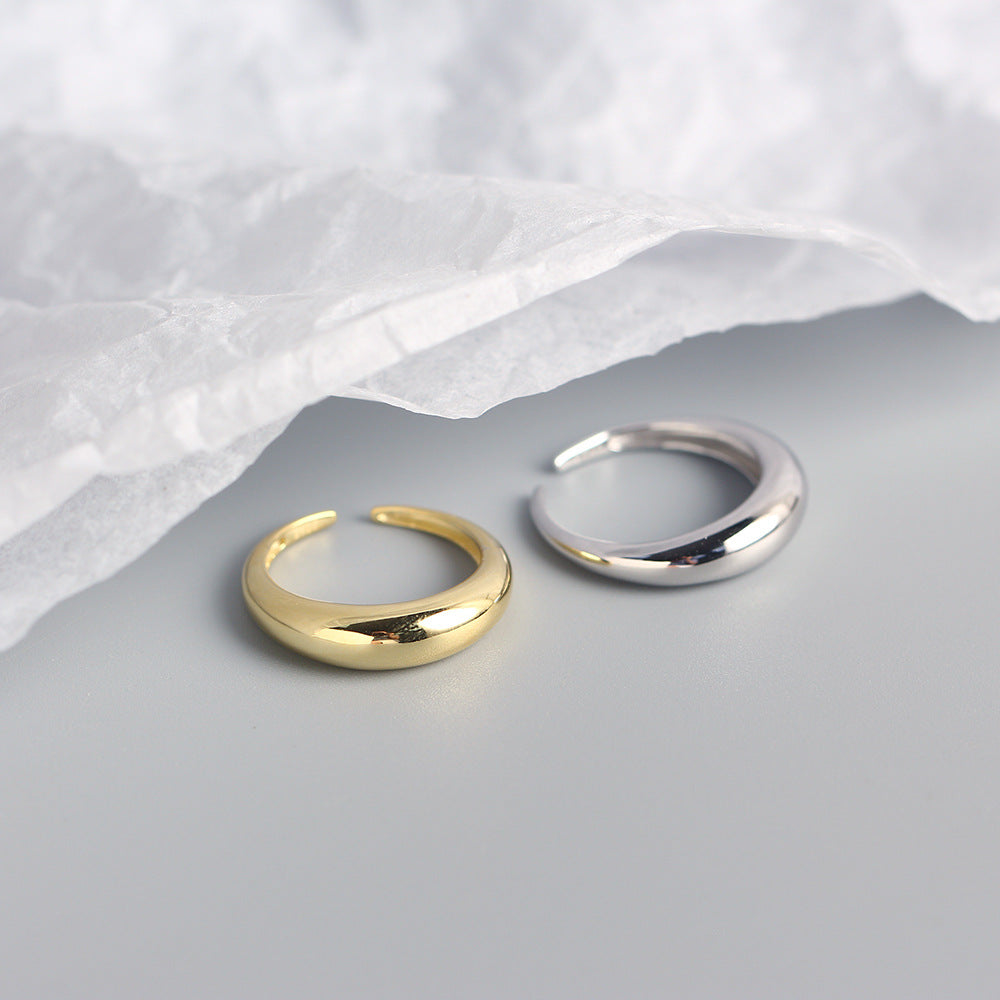 S925 Sterling Silver Minimalist Geometric Ring for Women, Plated Jewelry, Fashionable Ins Style, TYJ0219