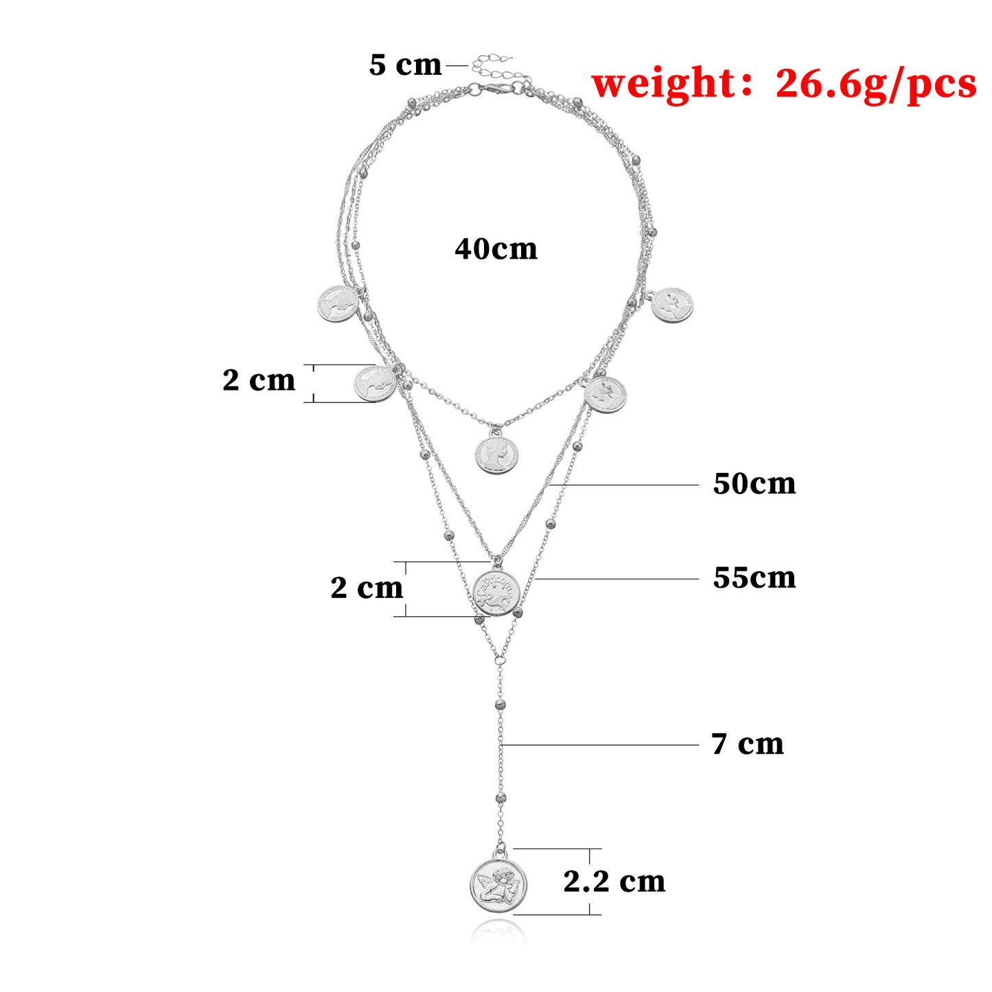 Collar de aleación geométrica para mujer, cadena larga de cuentas redondas con chapado, joyería vintage de moda linda