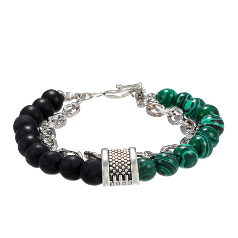 Punk Streetwear Geometric Matte Polished Alloy Bracelet with Crystal Inlay for Men and Women