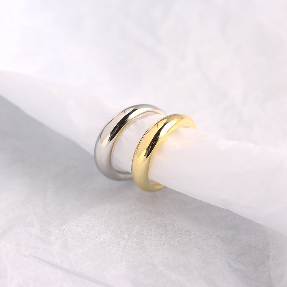 S925 Sterling Silver Minimalist Geometric Ring for Women, Plated Jewelry, Fashionable Ins Style, TYJ0219
