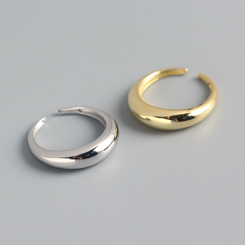 S925 Sterling Silver Minimalist Geometric Ring for Women, Plated Jewelry, Fashionable Ins Style, TYJ0219