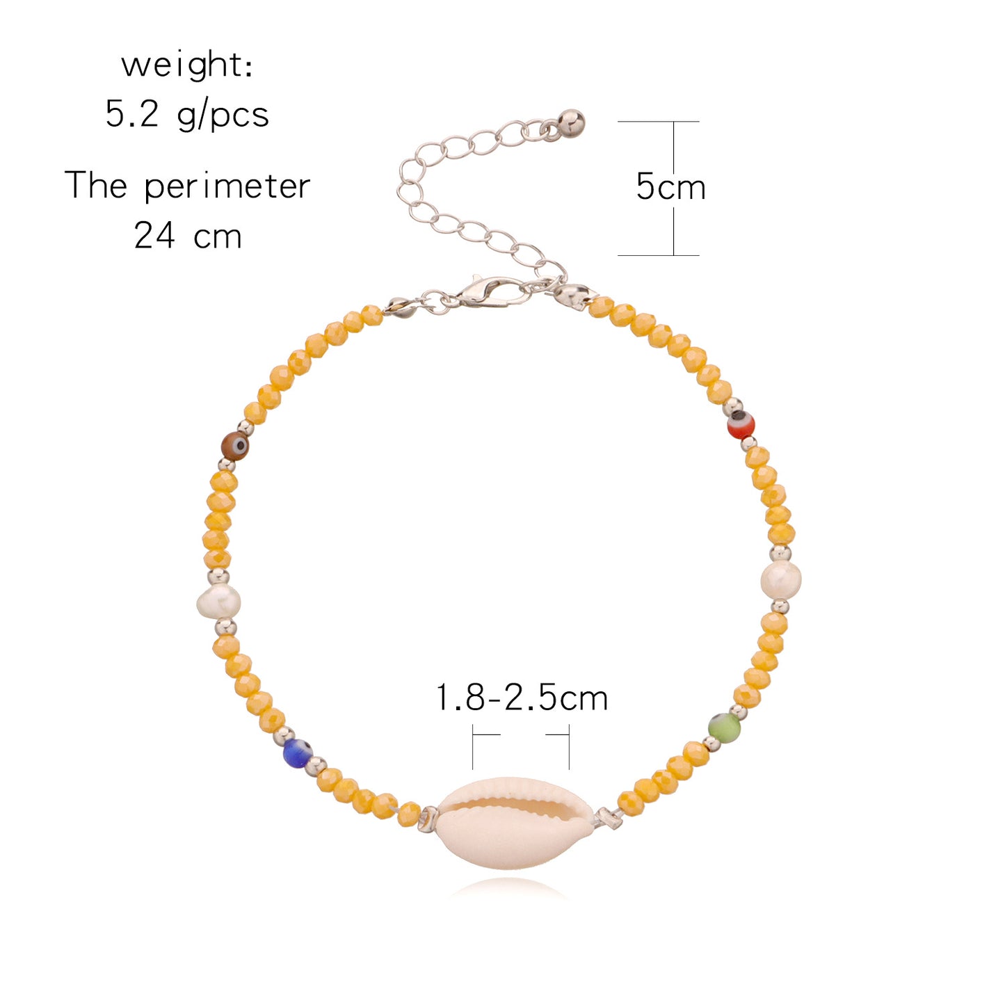 Pearl Shell Beach Anklet for Women Colorful Miyu Bead Eye Design
