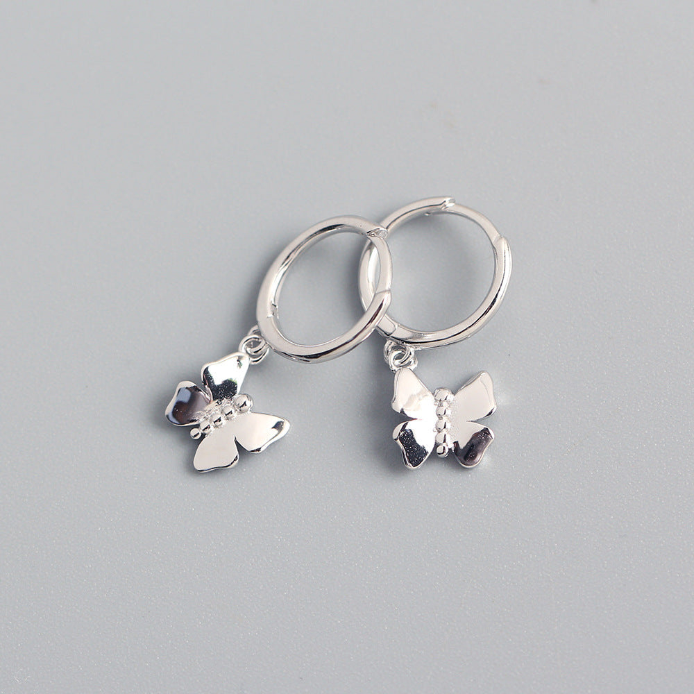 Minimalist Sweet 925 Sterling Silver Butterfly Earrings for Women