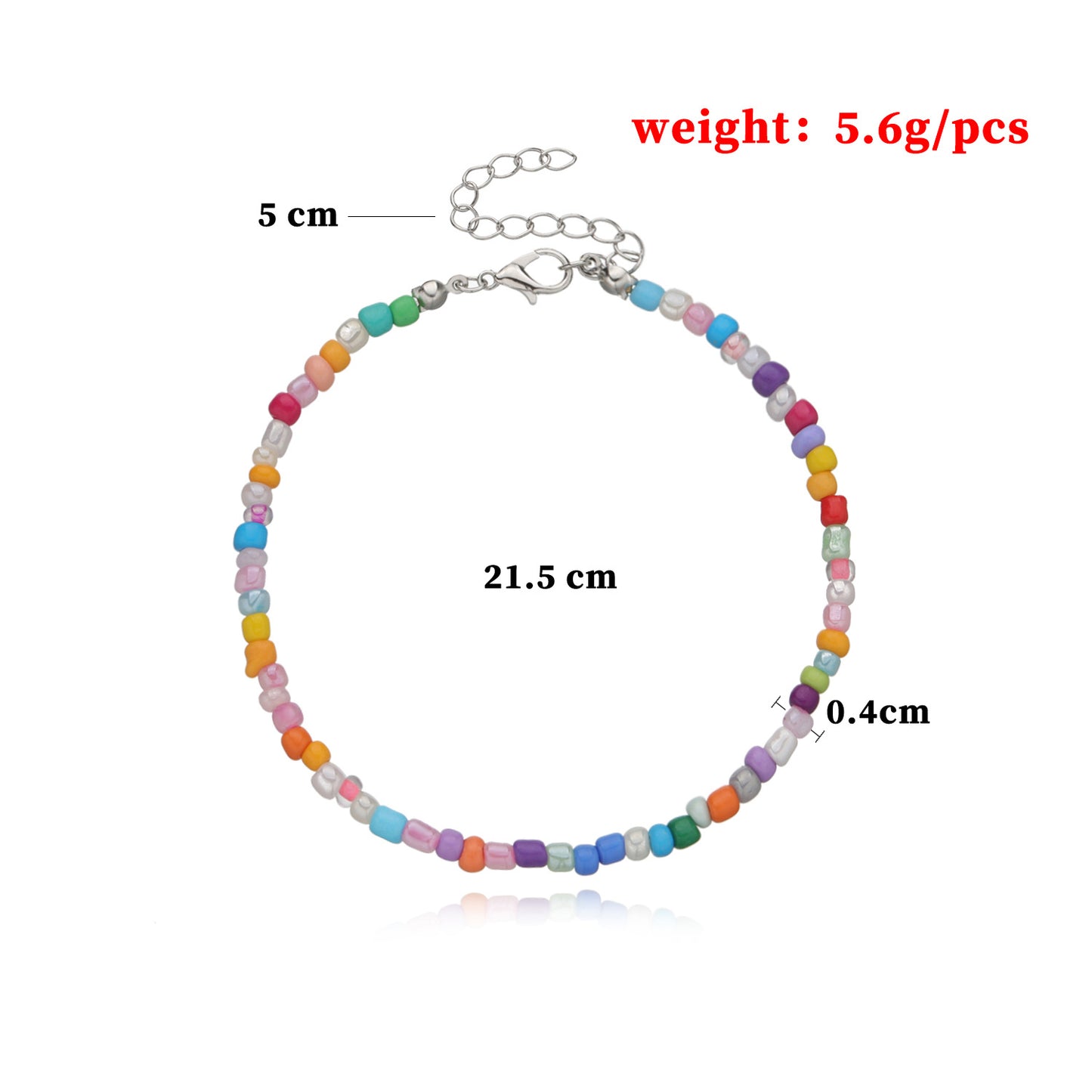 Handmade Geometric Glass Beads Anklet for Women Adjustable