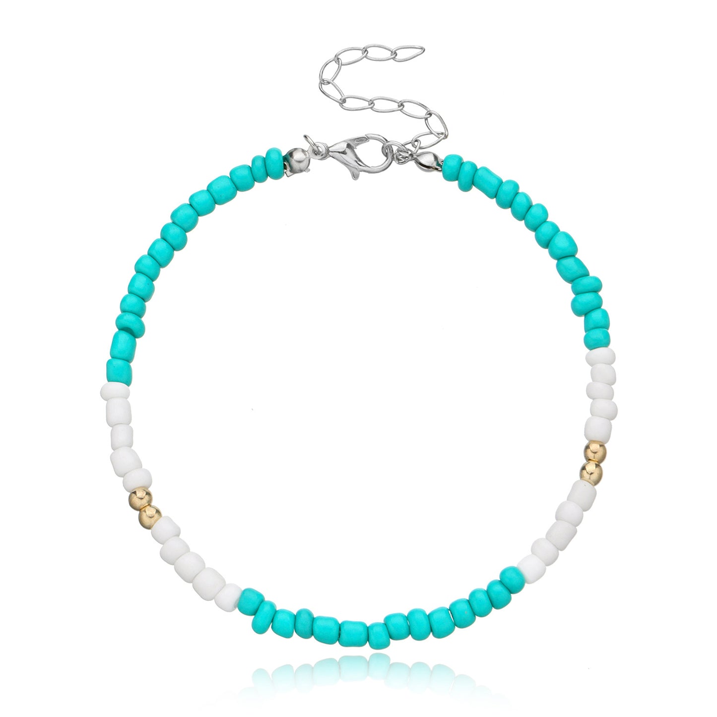 Handmade Geometric Glass Beads Anklet for Women Adjustable