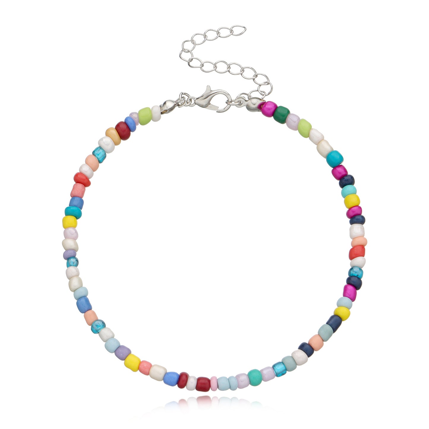 Handmade Geometric Glass Beads Anklet for Women Adjustable