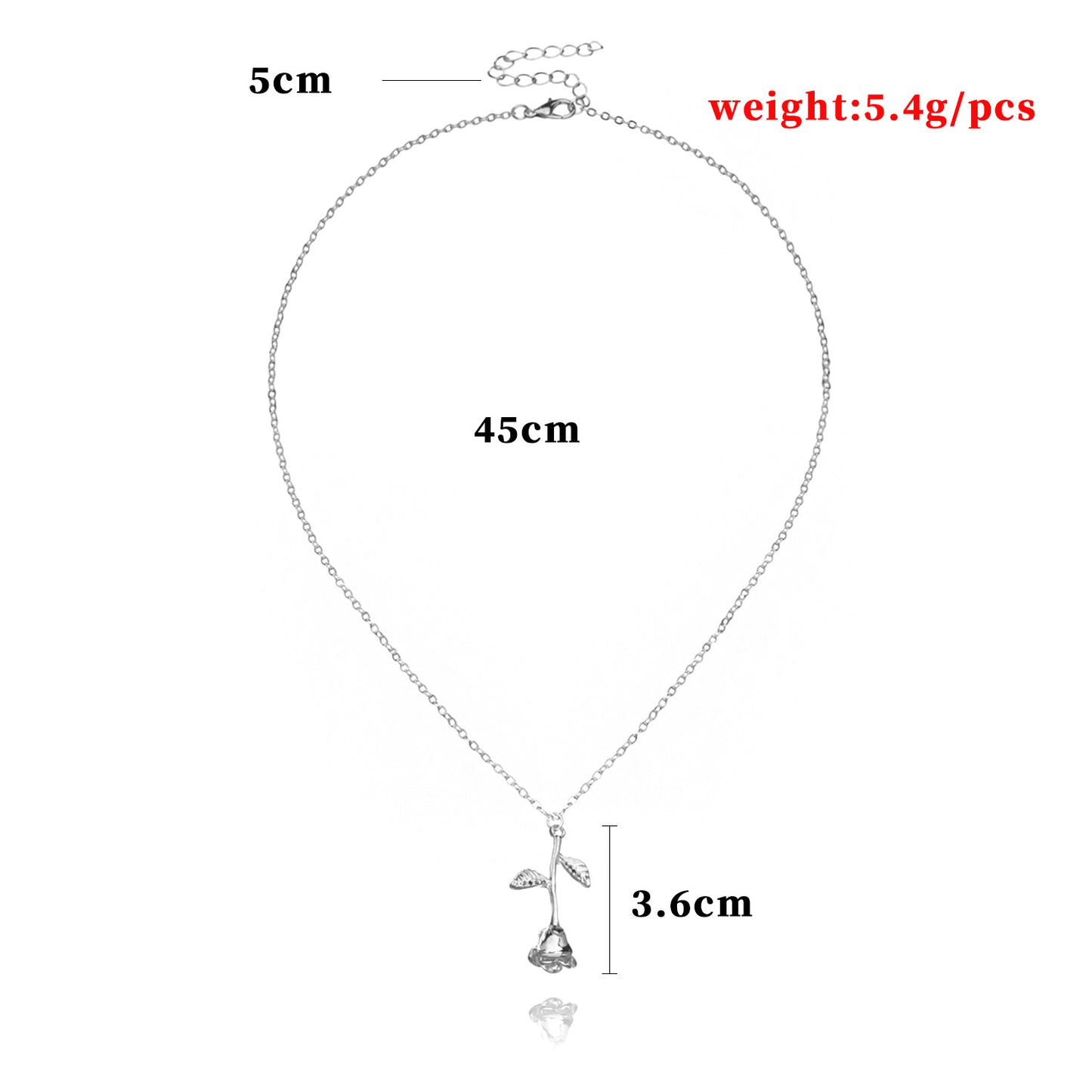 Rose Flower Pendant Necklace Alloy