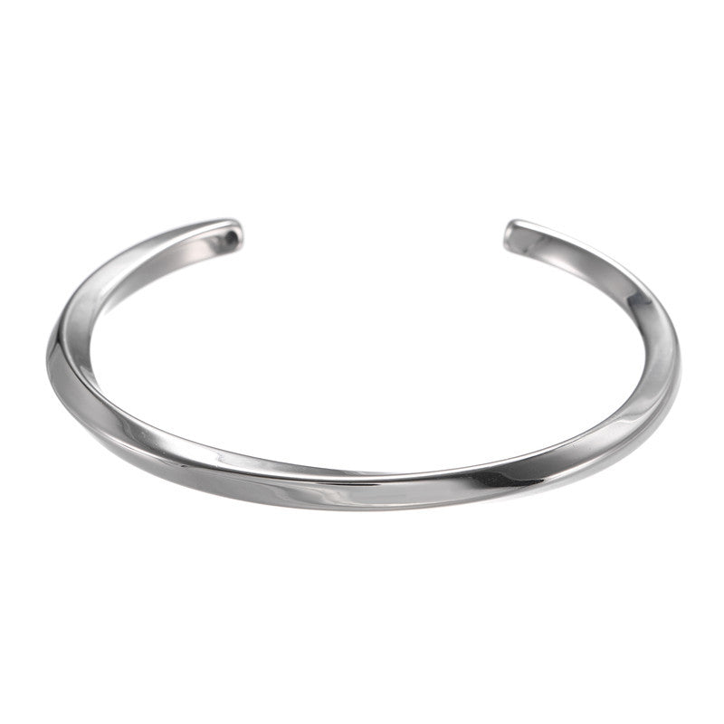 Minimalist Geometric Titanium Steel C-Shape Open Bangle