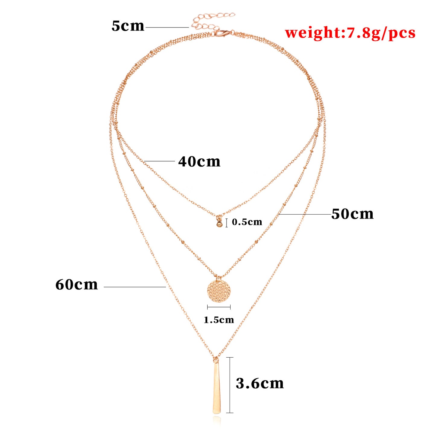 Minimalist Metallic Sequins Irregular Vertical Bar Tassel Multi Layer Necklace for Women