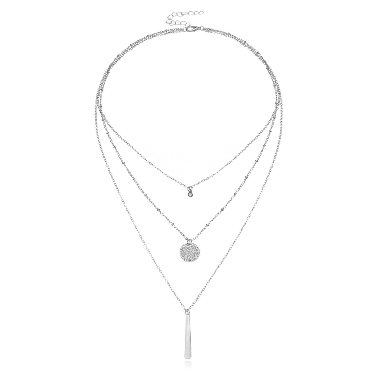 Minimalist Metallic Sequins Irregular Vertical Bar Tassel Multi Layer Necklace for Women