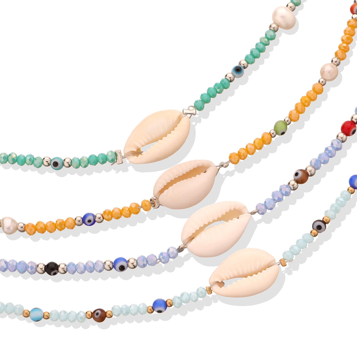Pearl Shell Beach Anklet for Women Colorful Miyu Bead Eye Design
