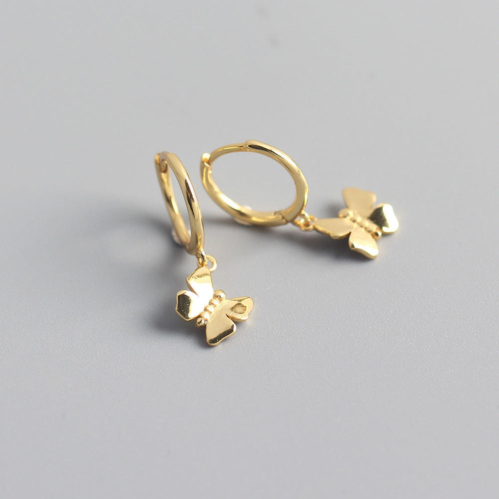 Minimalist Sweet 925 Sterling Silver Butterfly Earrings for Women